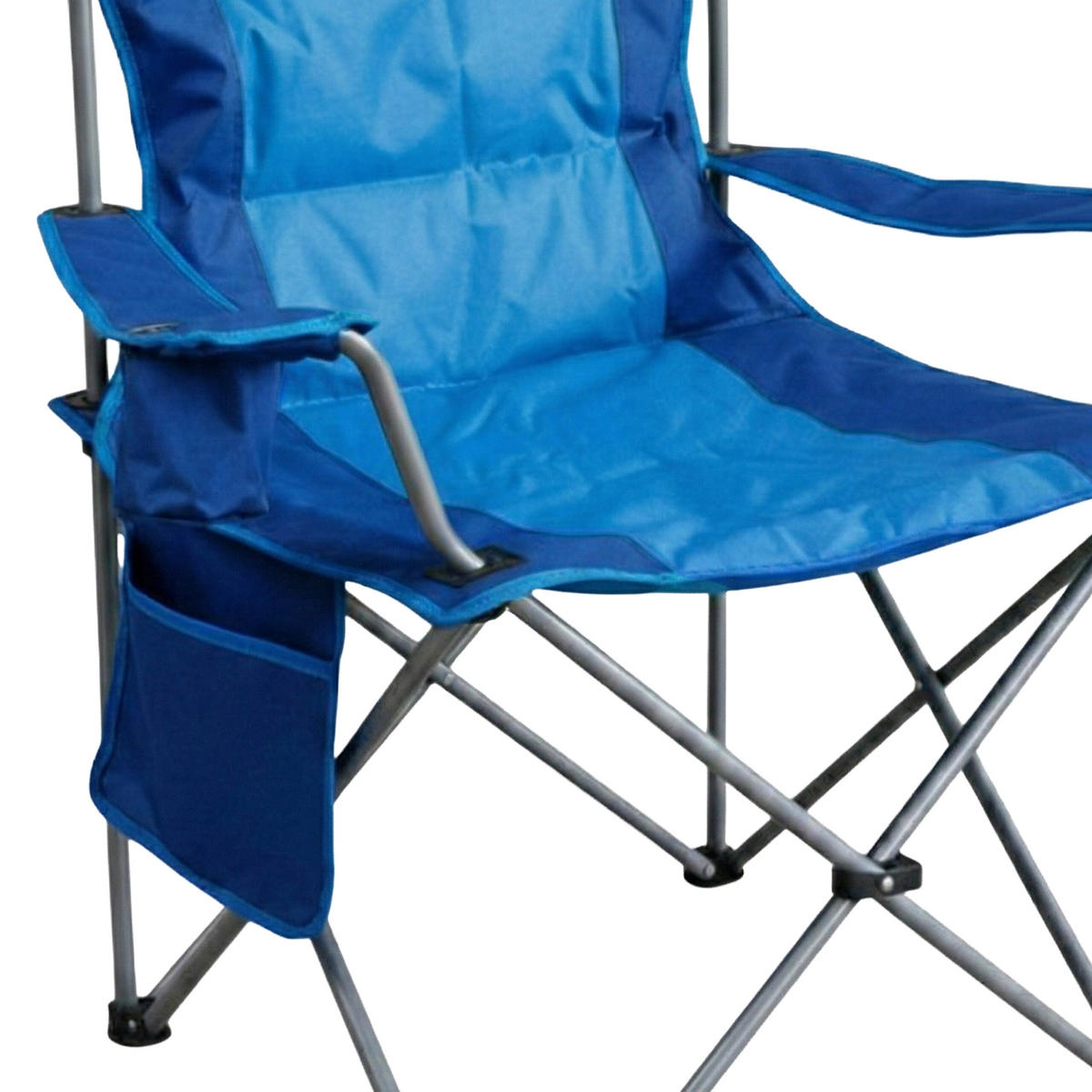 CAMPINGSTUHL Blau faltbar Armlehnen Getränkehalter Tragetasche 108x86x61 cm - Blau, Kunststoff/Textil (86/108/61cm) - Relaxdays
