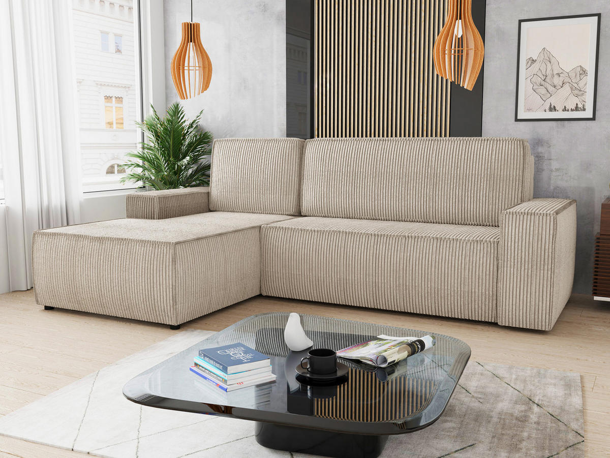 ECKSOFA Totti L, Seite: Links - Beige, Holz/Textil (246/144cm) - Sofnet
