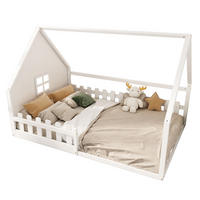KINDERBETT Hausbett 140/200 cm mit Geländer aus Kiefernholz in Weiß - Weiß, Holz (140/200cm) - BEAOK