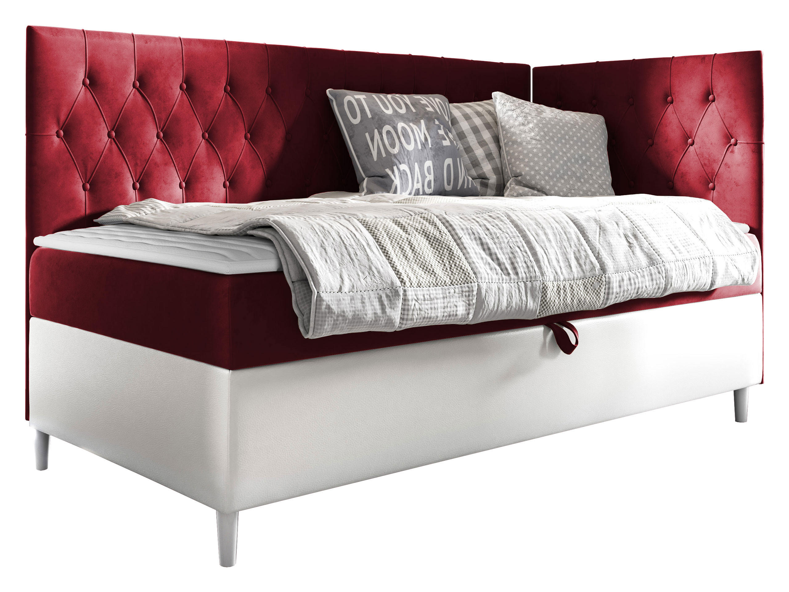 BOXBETT Filip Junior 3, Seite zum Öffnen des Bettkastens: Rechts - Rot/Weiß, Holz (80/200cm) - MIRJAN24
