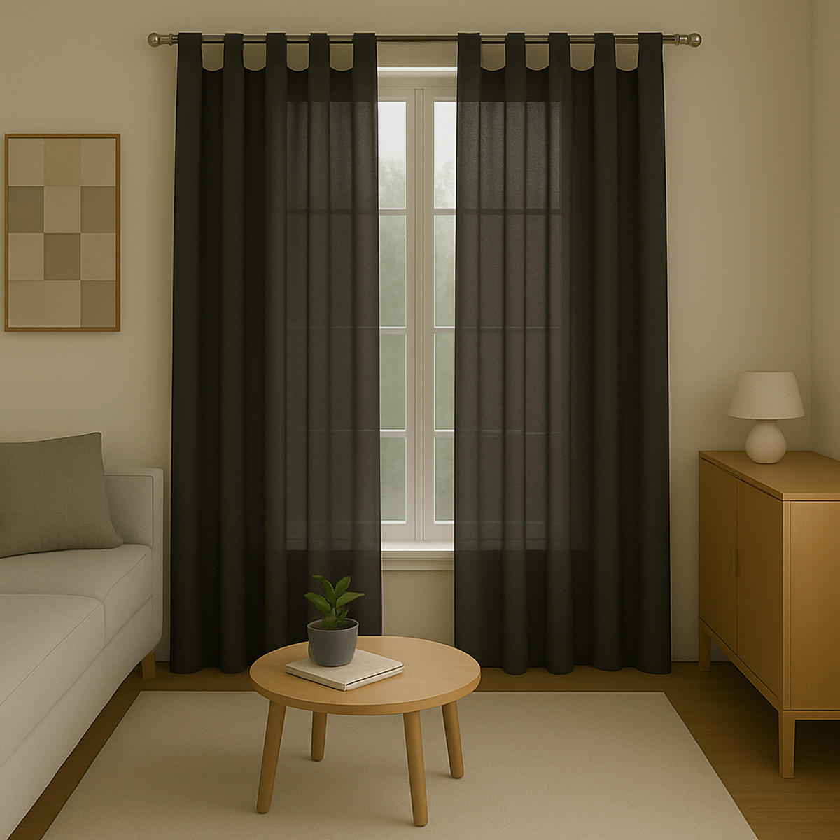 SCHLAUFENSCHAL blickdicht 140x245 cm Schwarz 2er-Pack - Schwarz, Textil (140/245cm)