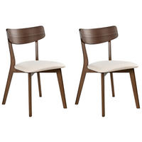 ESSZIMMERSTUHL 2er Set Holz Dunkelbraun/Cremeweiß Hope - Dunkelbraun/Weiß, Holz (51/77/49cm) - Beliani