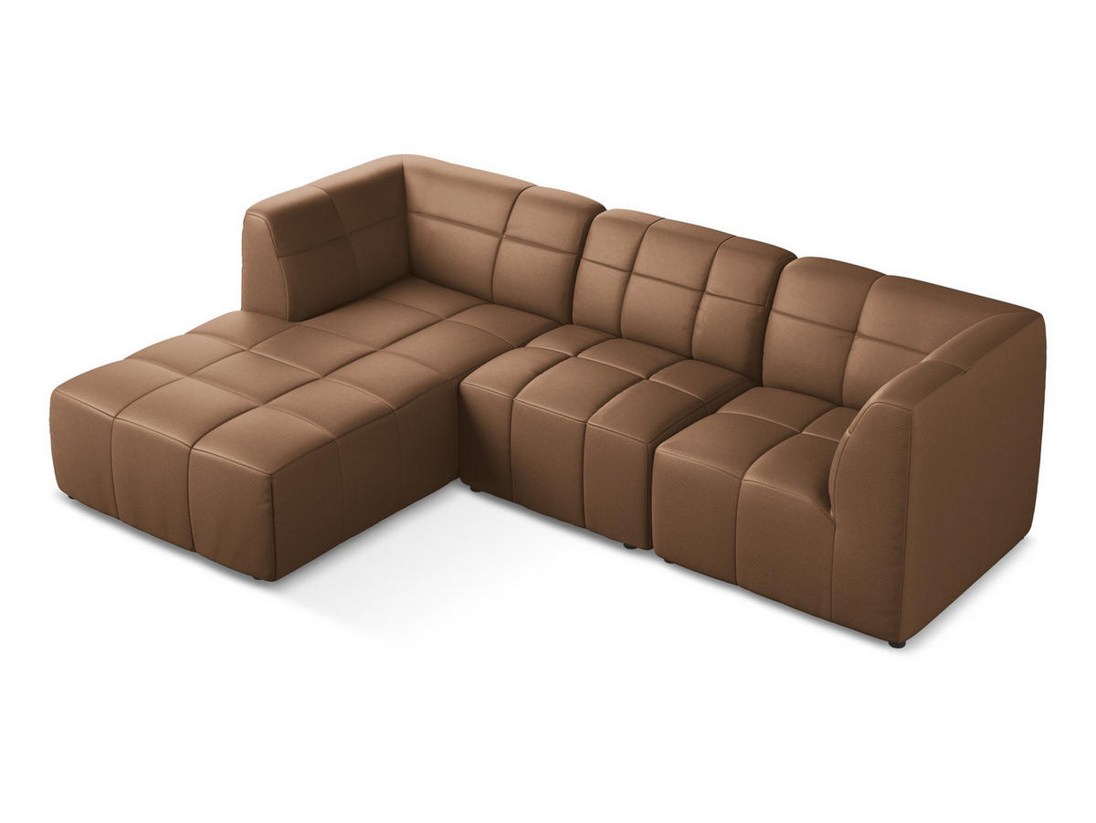 ECKSOFA Links Kunstleder Braun - Schwarz/Mokka, Holzwerkstoff/Kunststoff (266/175cm) - Makamii