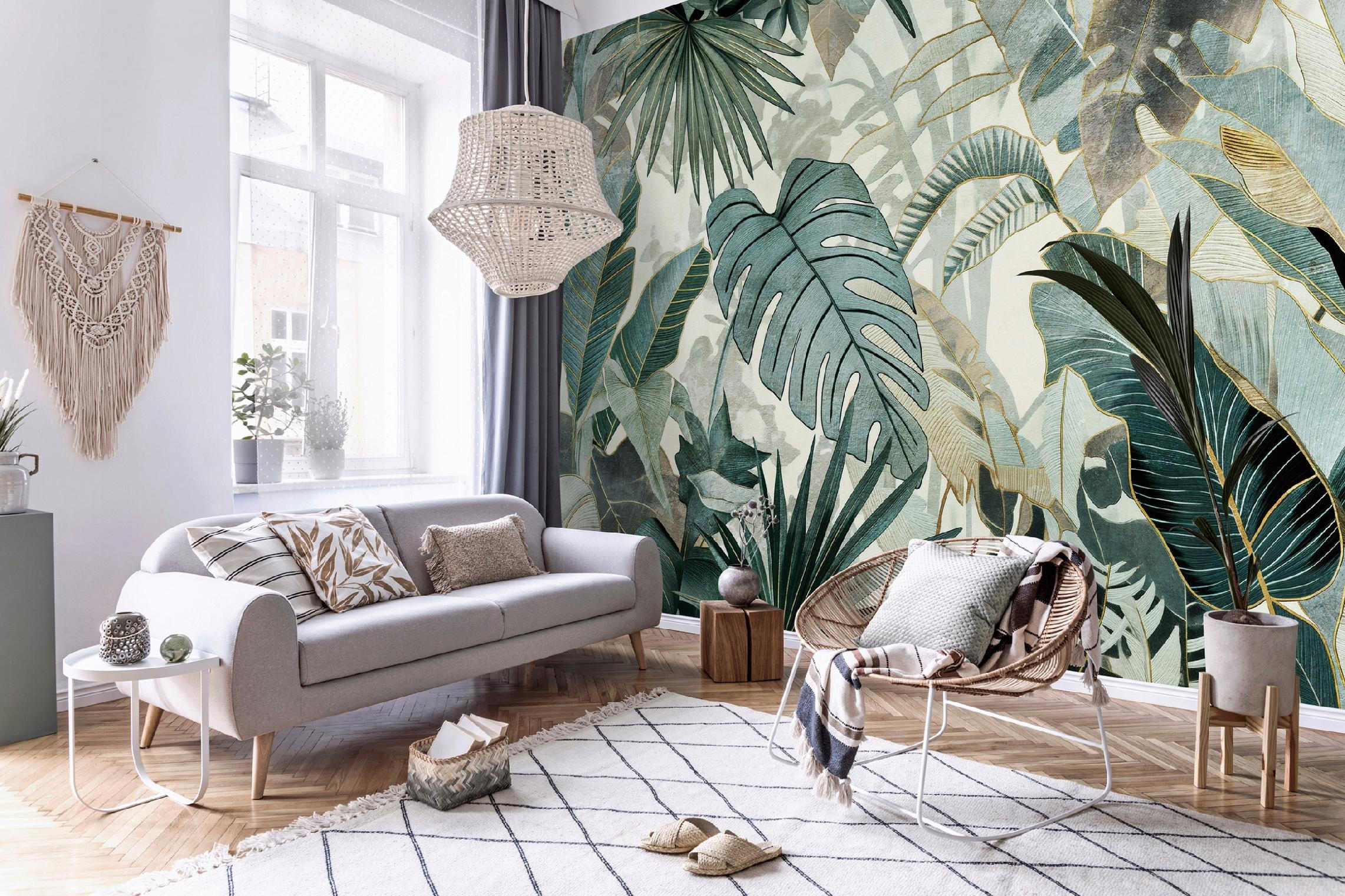 FOTOTAPETE Blätter Dschungel Grün 312x219 cm - Multicolor, Textil (312/219cm) - Wallarena