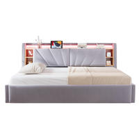 POLSTERBETT 90*200 cm mit LED, USB und Stauraum, Hellgrau - Hellgrau, Textil (90/200cm) - FLIEKS