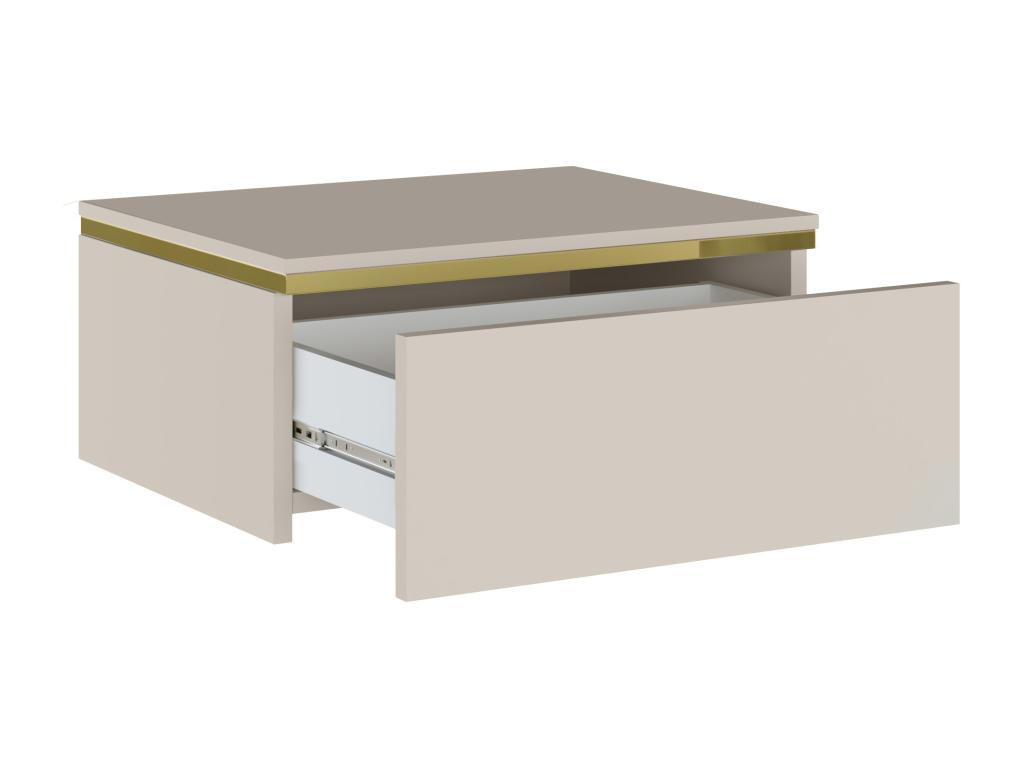 NACHTTISCHE 2er-Set hängend mit 1 Schublade - Beige & Goldfarben - VUKIA - Beige, Holz (38.2/19.8/48.5cm) - Pascal Morabito