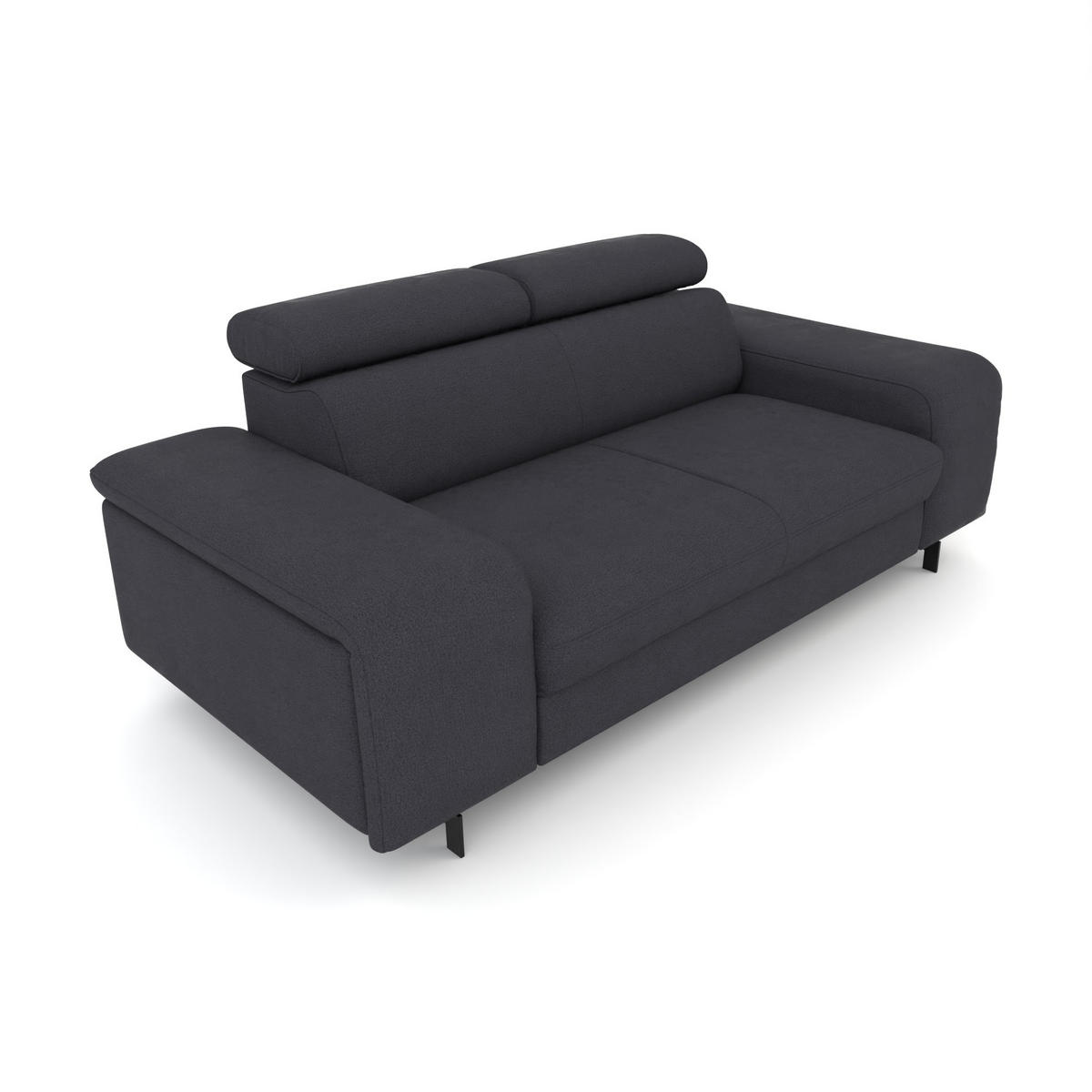 2,5-SITZER Vaasa Flachgewebe Blau klappb. Kopfstützen 198/100/81 cm - Dunkelblau, Kunststoff/Textil (198/81/70cm) - foamnova