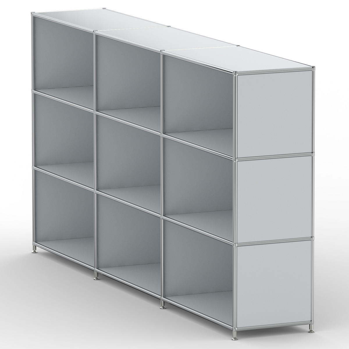 AKTENSCHRANK Büro, 9 offene Fächer, Breite 227 cm, Lichtgrau - Chromfarben/Hellgrau, Metall (40/118/227.2cm) - Versee