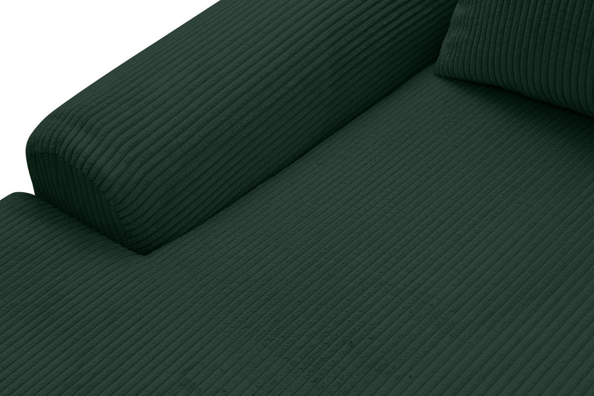 ECKSOFA Dream Cord in L-Form mit Schlaffunktion und Bettkasten, Farbe: Grün, Cordstoff, Ottomane Links - Grün, Textil (136/260cm) - VENASI MÖBEL