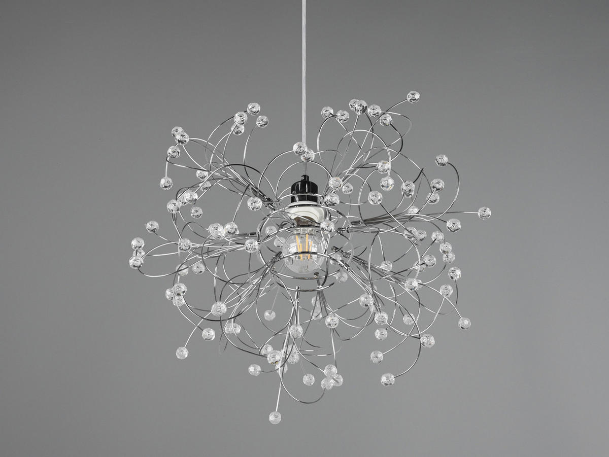 LED-PENDELLEUCHTE Ø52cm, Silber Kristall - Chromfarben/Transparent, Kunststoff/Metall (52/52/150cm) - meineWunschleuchte