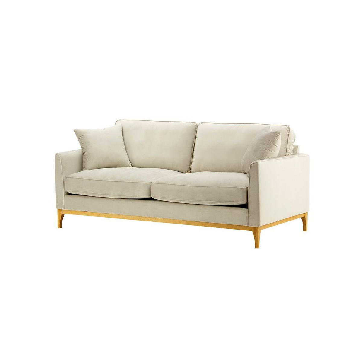 DREISITZER-SOFA Linara-Velluto 2 - Creme, Holz/Textil (201/91/95cm)