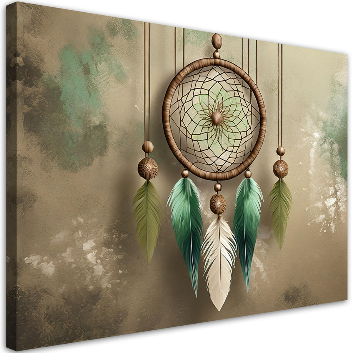 LEINWANDBILD Traumfänger Boho - Grün, Textil (60/40cm) - Feeby