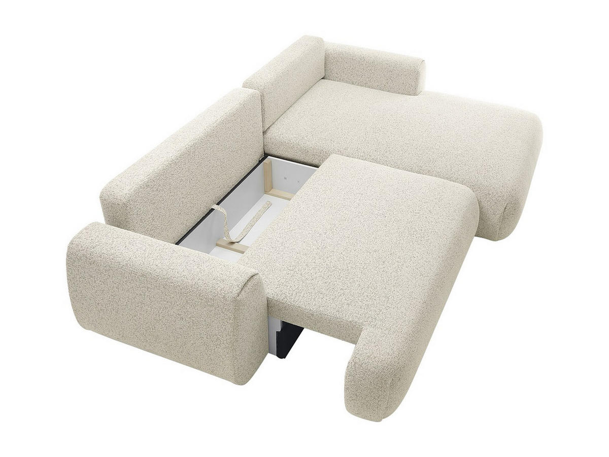 ECKSOFA mit Schlaffunktion - Ecke rechts - melierter Stoff - Beige - MONELIA - Beige, Textil (167/270cm) - Vente-Unique