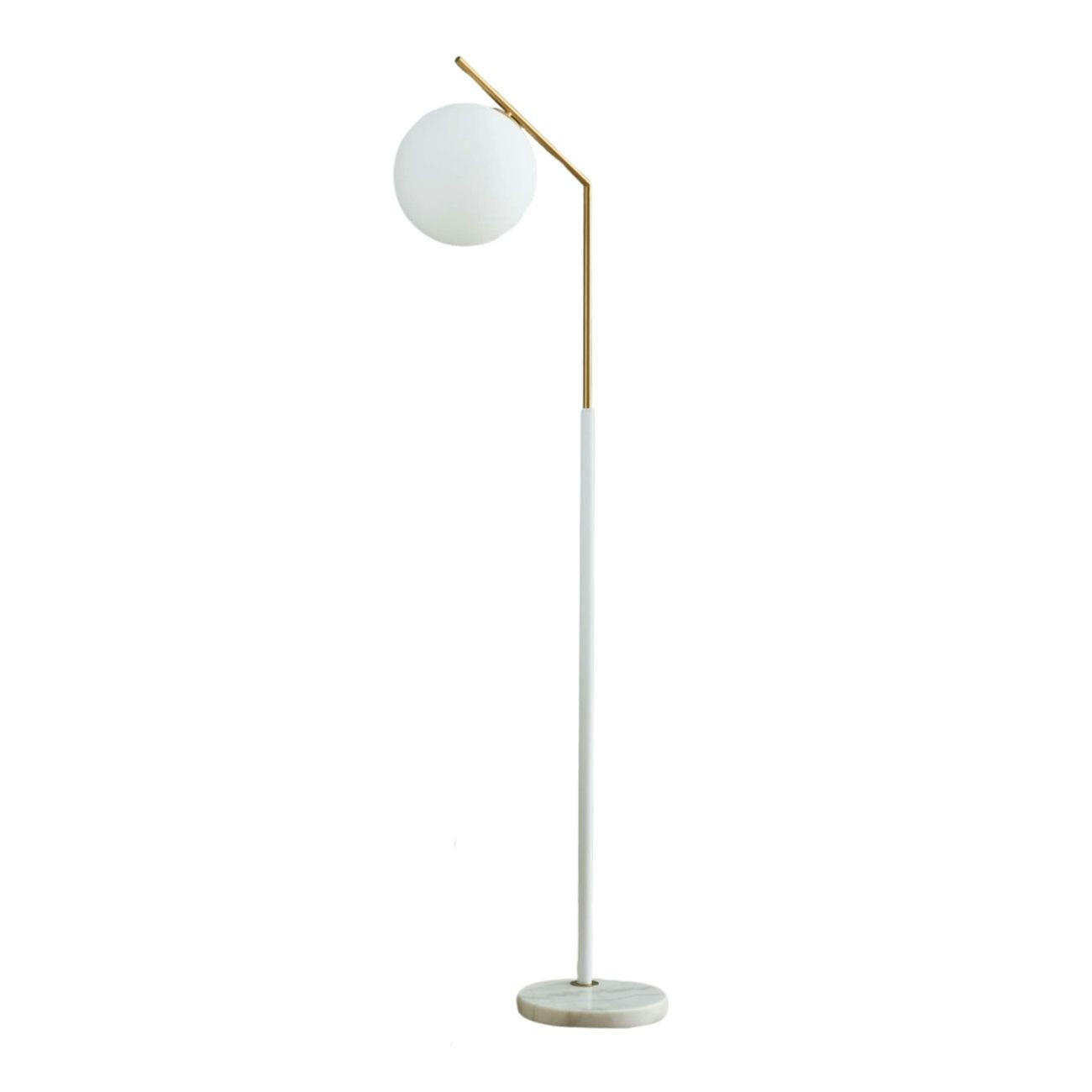 STEHLEUCHTE Molia, Weiß und Gold, 165cm - Goldfarben, Glas (165/26/165cm) - KOSILUM