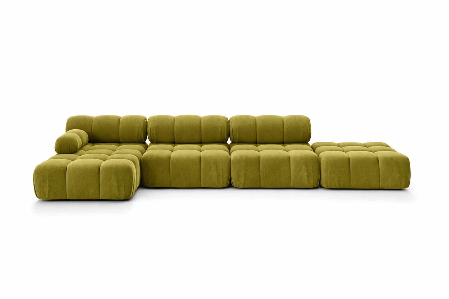 ECKSOFA L-Form XL, Stoff Velours Salvador, Olive, Links, Selia L XL - Olivgrün, Holz (380/160cm) - Kaiser Möbel