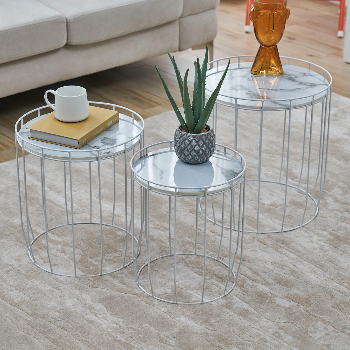 BEISTELLTISCH 3er Set PASI Weiß - Weiß, Kunststoff (40/40/43cm) - SVITA