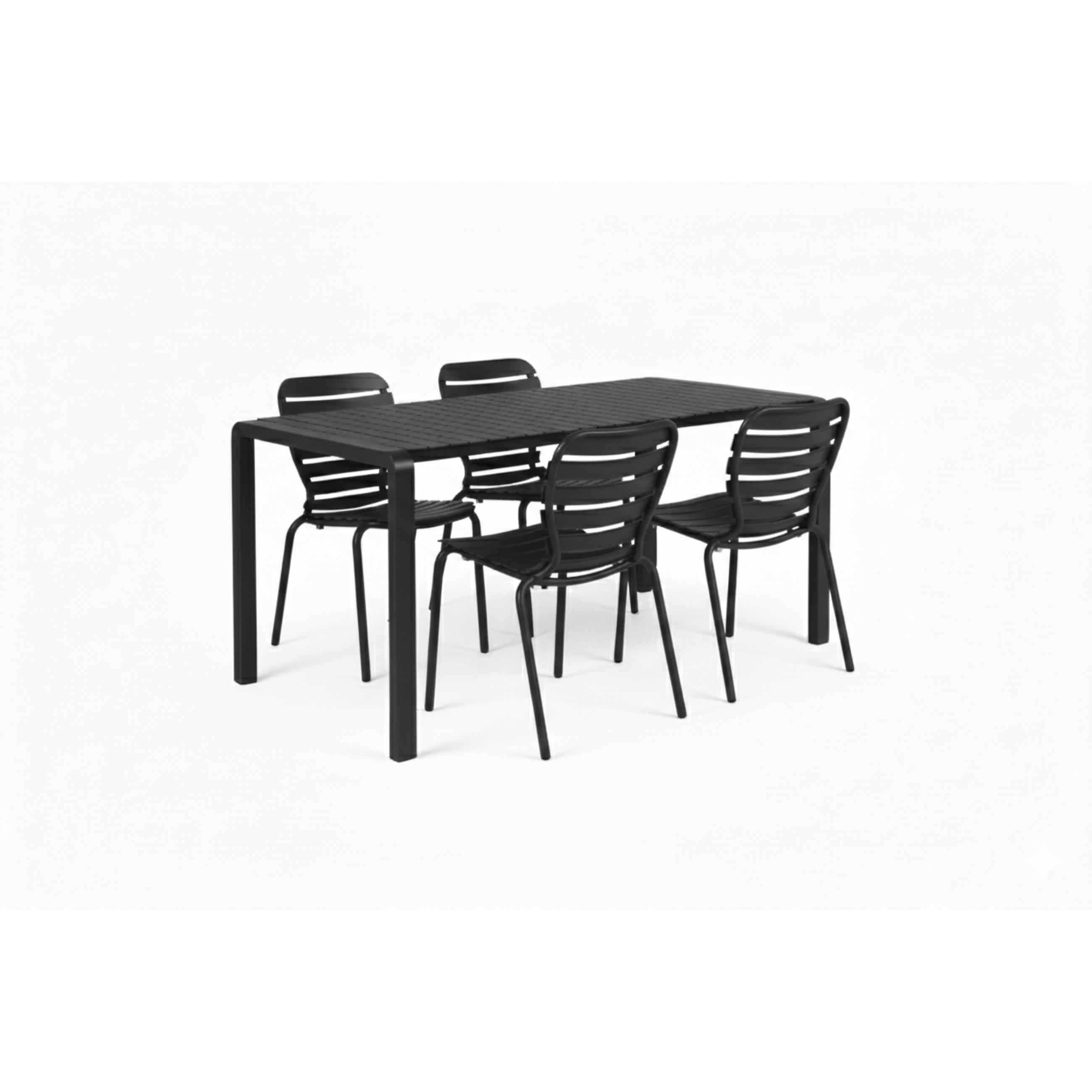 GARTENSET Vondel 4 Personen Esstisch/ 4 Stühle Schwarz - Schwarz, Metall - Zuiver