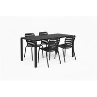 GARTENSET Vondel 4 Personen Esstisch/ 4 Stühle Schwarz - Schwarz, Metall - Zuiver