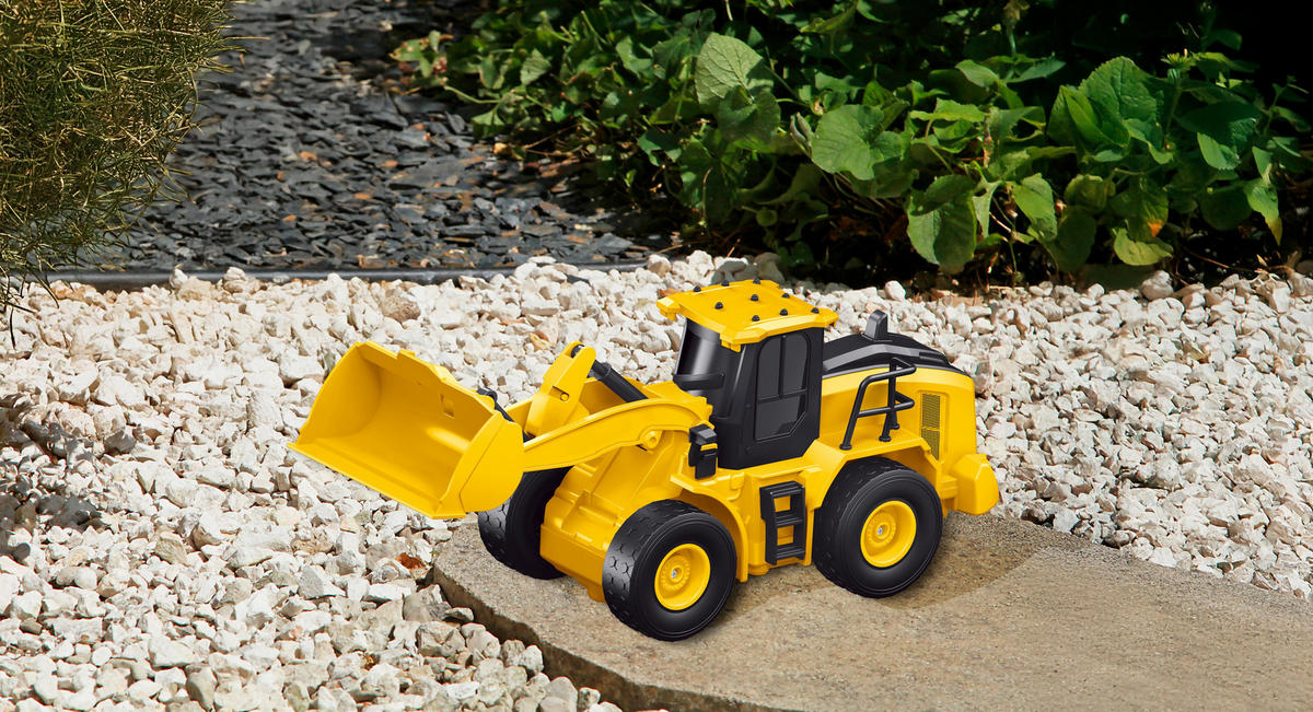RC-BULLDOZER Auto mit Batterien und Fernbedienung steuerbar in alle Richtungen Schaufel steuerbar inkl USB Ladekabel und ausbaubarem Akku - Gelb, Kunststoff (10/24/8.6cm) - Northpoint