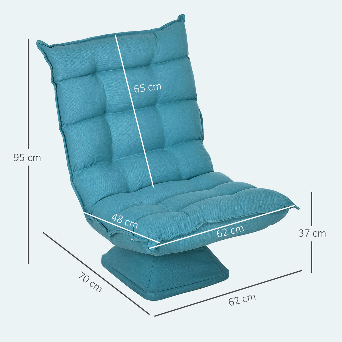 BODENSTUHL Bodensofa mit Verstellbarer Rückenlehne für Wohnzimmer, Büro Blau - Blau, Metall (70/95/62cm) - HOMCOM