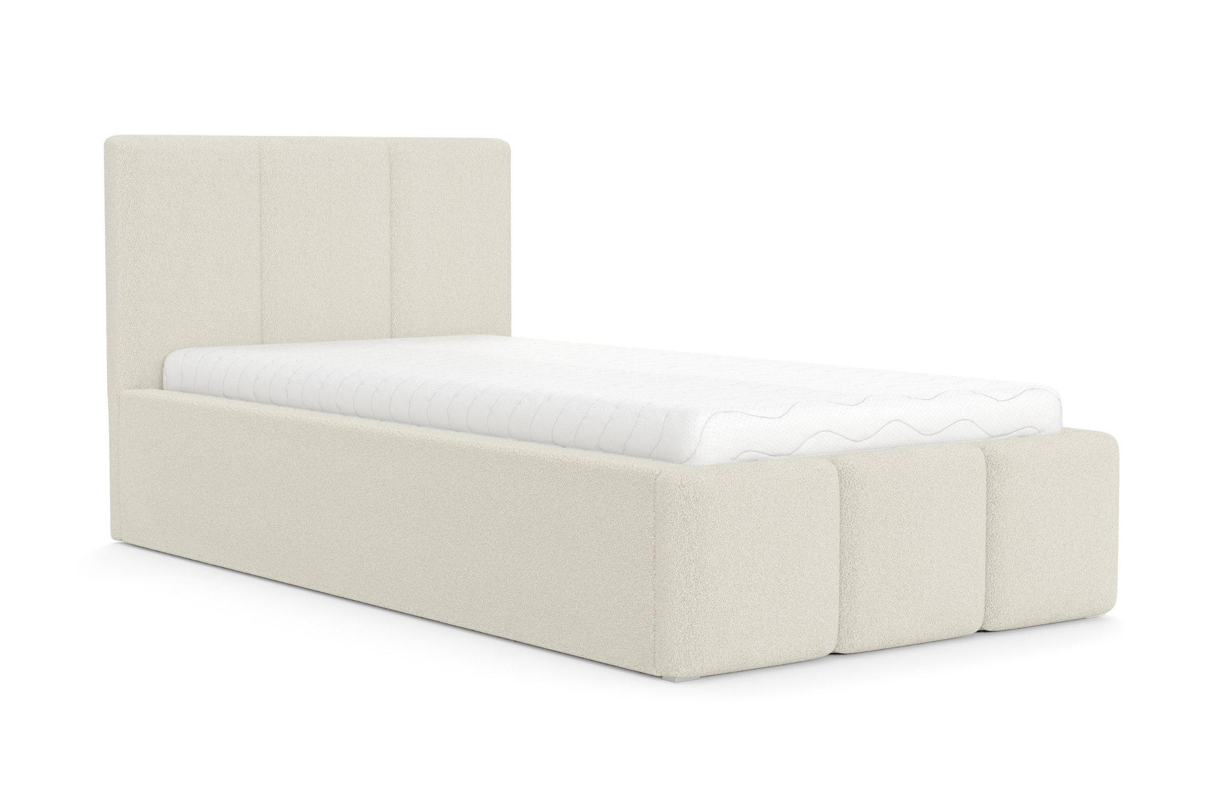 POLSTERBETT ROSSO 90/200 cm in Boucle Creme - Creme, Holz/Holzwerkstoff (90/200cm) - Deine Möbel 24