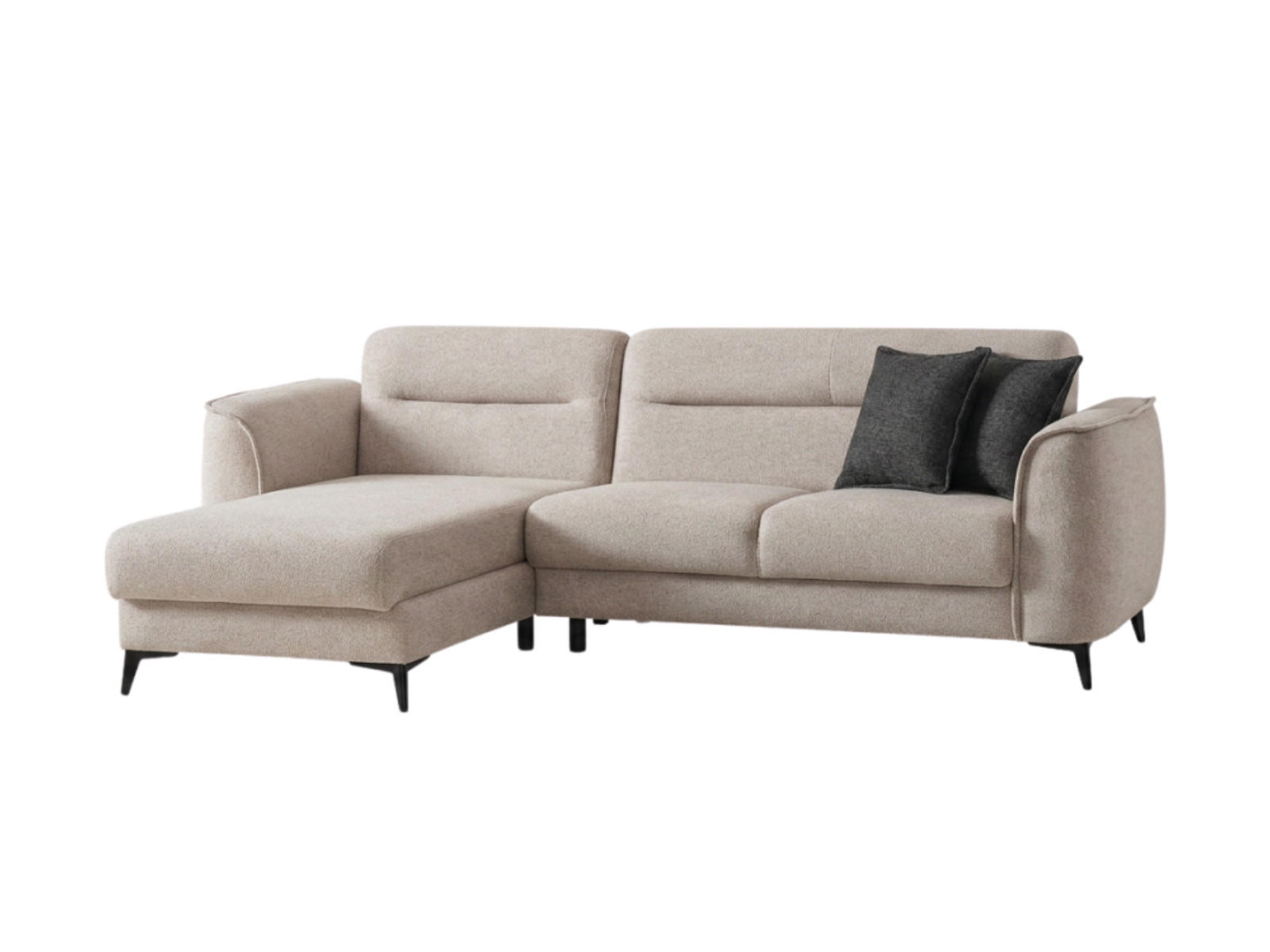 ECKSCHLAFSOFA Acapulco Short Relax - Langer Schenkel Rechts - Greige, Holzwerkstoff/Kunststoff (180/250cm)