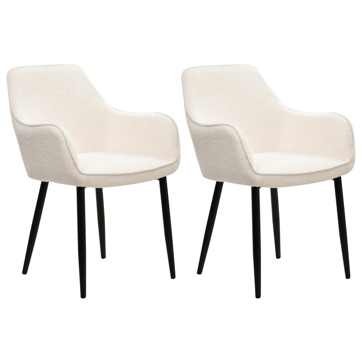 ESSZIMMERSTUHL 2er-Set Weiß Alden - Schwarz/Weiß, Textil (58/86/63cm) - Beliani