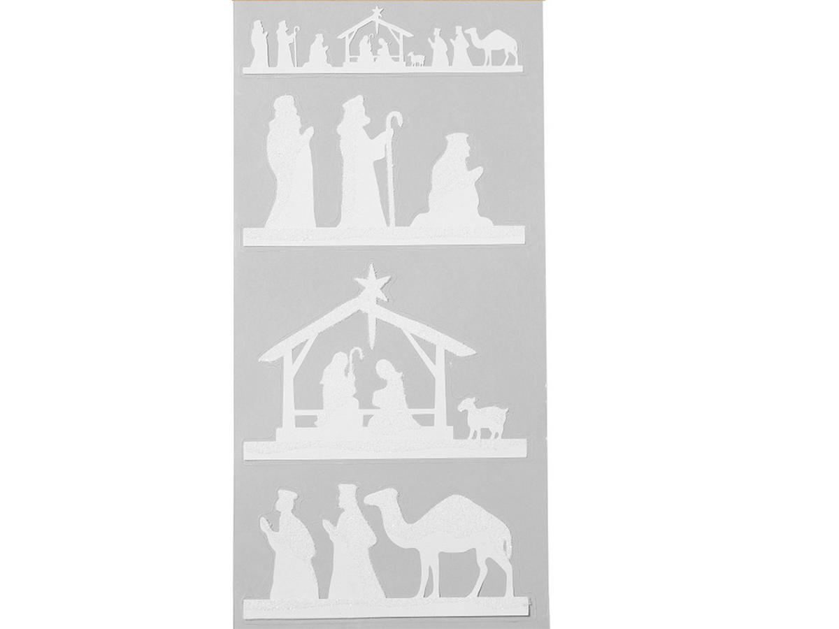 WEIHNACHTS-FENSTERSTICKER Krippenszene 49 cm - Weiß, Kunststoff (49/49/1cm) - LAALU