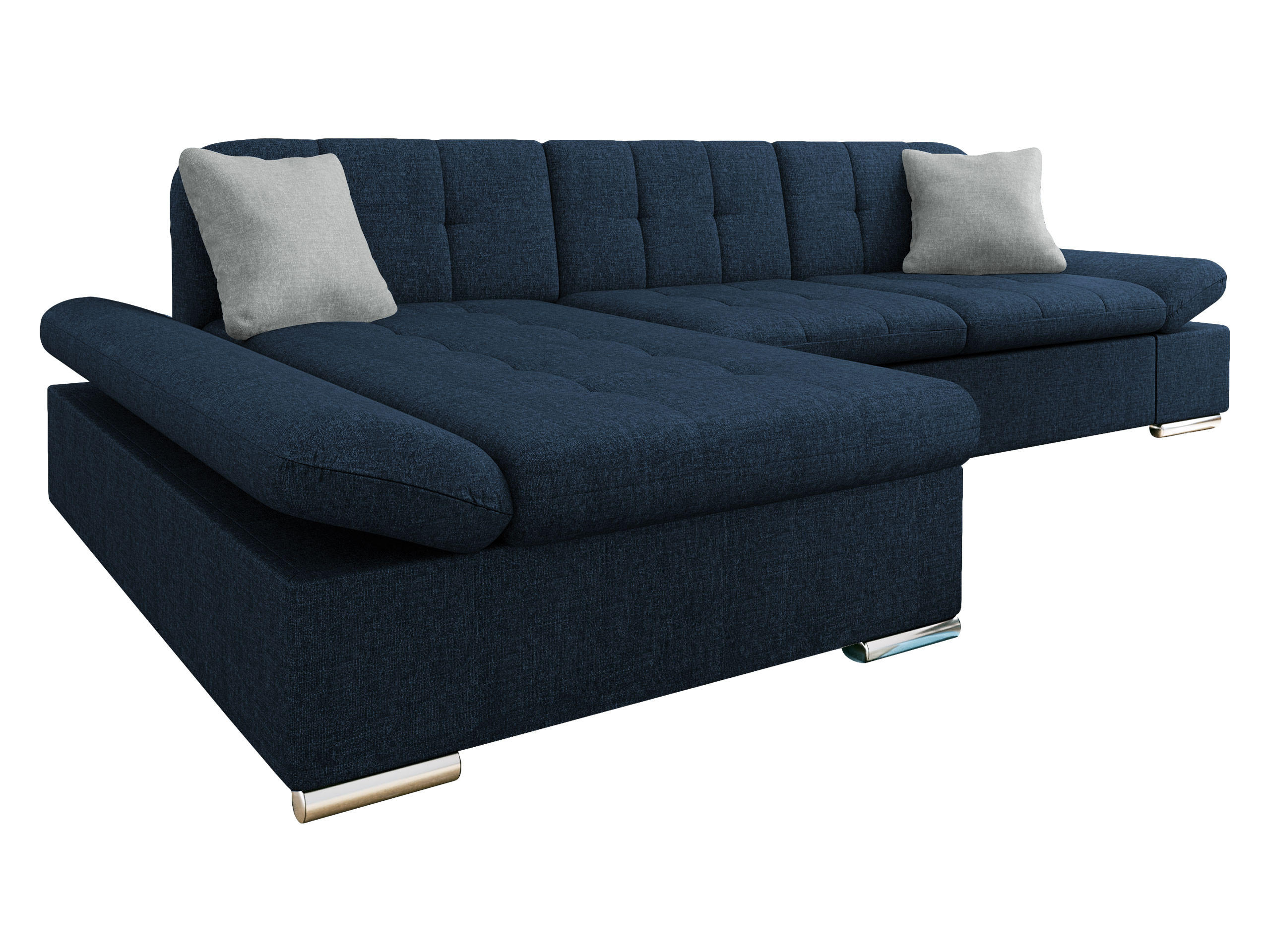 ECKSOFA Malwi Premium, Seite: Links - Hellgrau/Dunkelblau, Holz/Textil (278/161cm) - MIRJAN24
