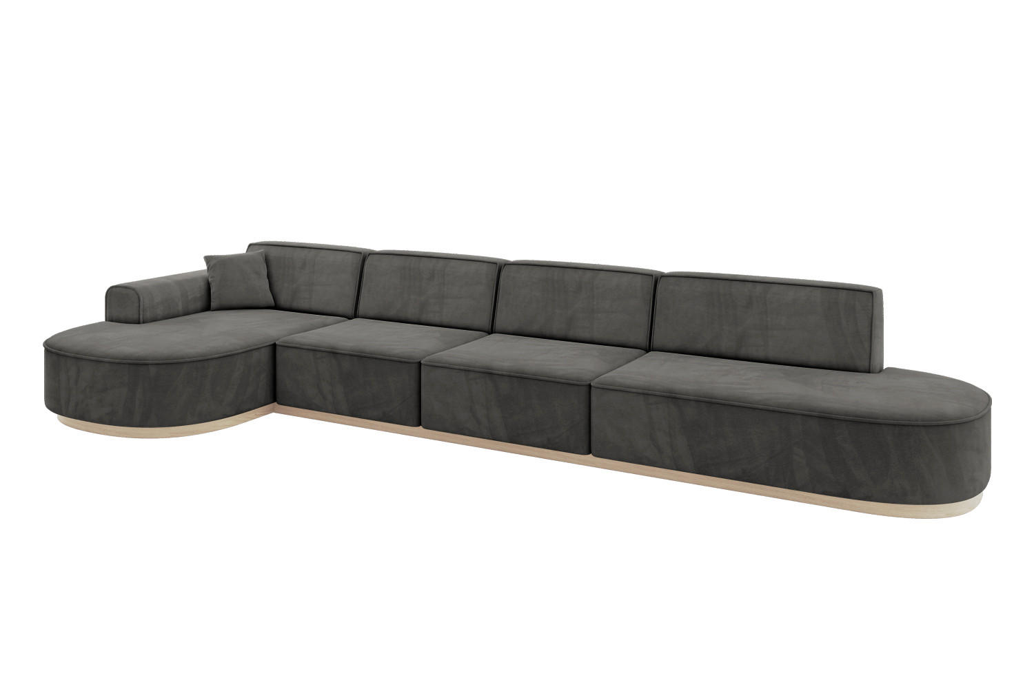 ECKSOFA Ottomane Links MARI-L3-v1 - 413x171x83 cm Dunkelgrau Velours - Dunkelgrau, Holzwerkstoff/Textil (413/171cm) - ALTDECOR