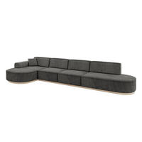 ECKSOFA Ottomane Links MARI-L3-v1 - 413x171x83 cm Dunkelgrau Velours - Dunkelgrau, Holzwerkstoff/Textil (413/171cm) - ALTDECOR
