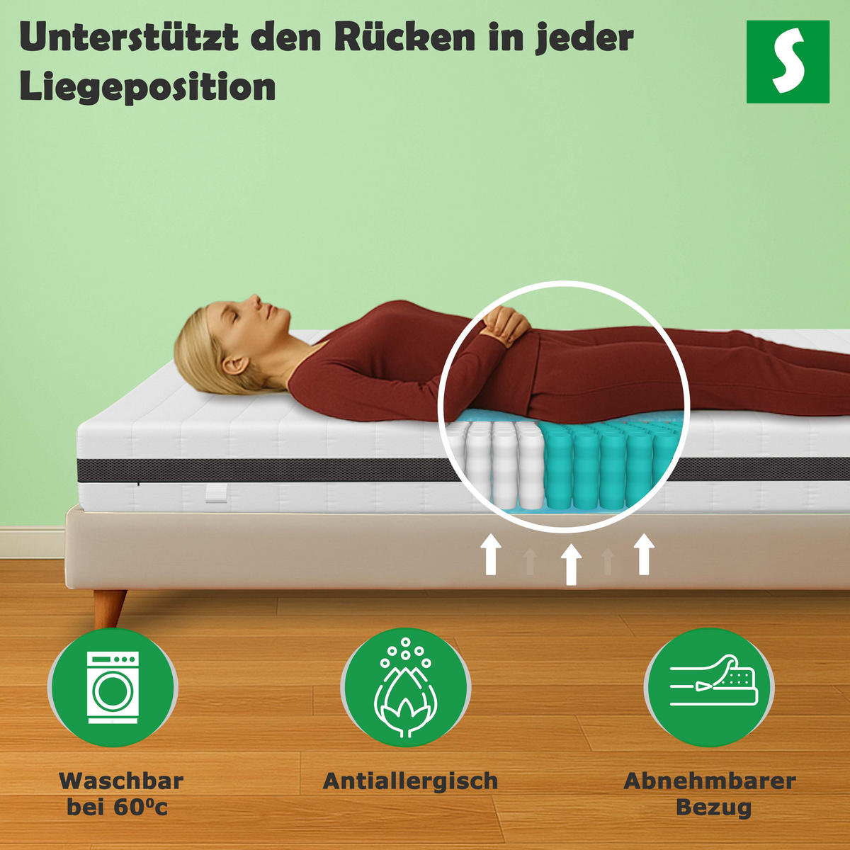 TASCHENFEDERKERNMATRATZE– H3 / H4 für optimalen Liegekomfort 120x200 cm - Weiß, Textil (120/200cm) - Schlaftroll