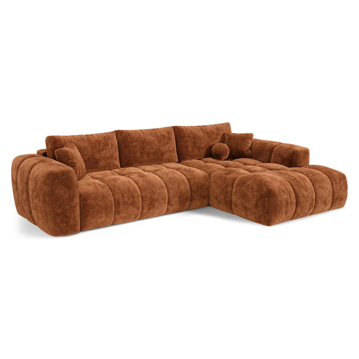 ECKSOFA rechtwinklig SKY Geprägter Samt Terrakotta 310cm - Dunkelorange/Terracotta, Textil (310/180cm) - Premium Interiors