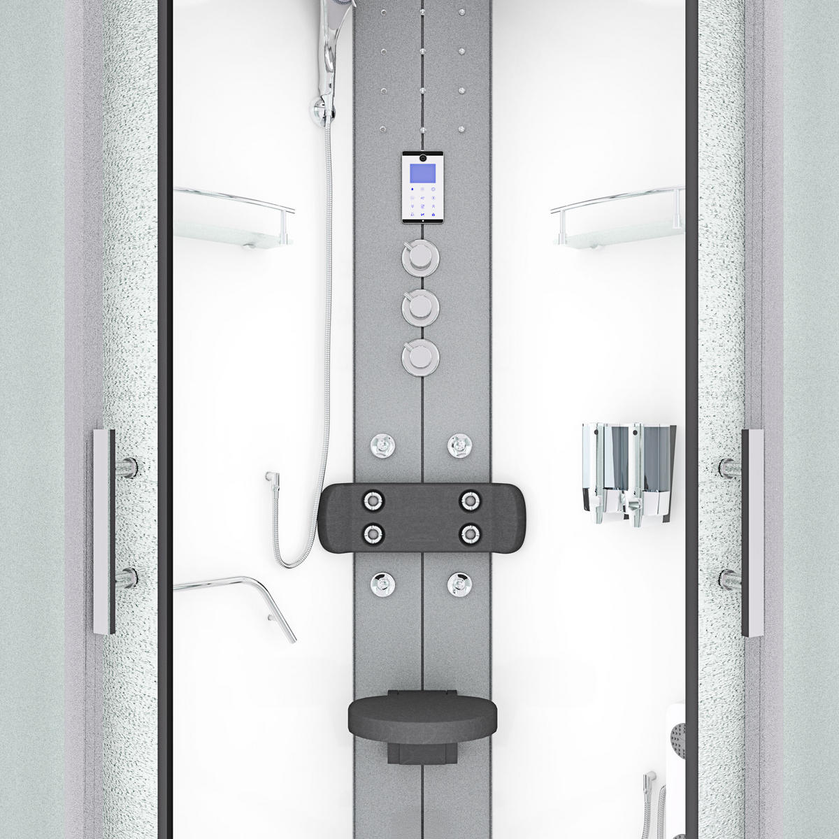 FERTIGDUSCHE Dusche D58-50M1 Weiß 90x90 - Weiß, Glas/Kunststoff (90/90/225cm) - AcquaVapore by Sandra Jentho