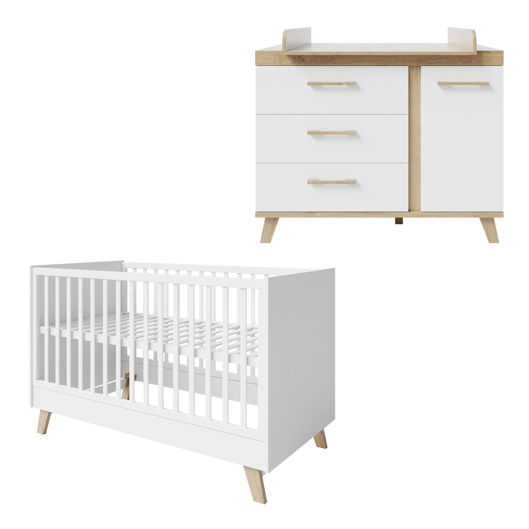 BABYZIMMER-SET Smile 2-teilig - Weiß, Holzwerkstoff (76/90.5/142cm) - Roba