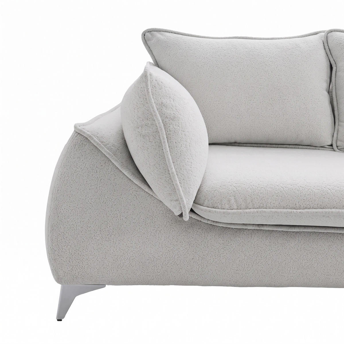 3-SITZER Sofa MELANI 252 cm Velours Hellgrau - Chromfarben/Hellgrau, Holz/Textil (252/90/88cm) - Muffo