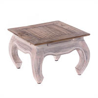 OPIUMTISCH MAHA 50 Mahagoni Massivholz 05 weiß-natur - Multicolor, Holz (50/50/35cm) - DESIGN DELIGHTS
