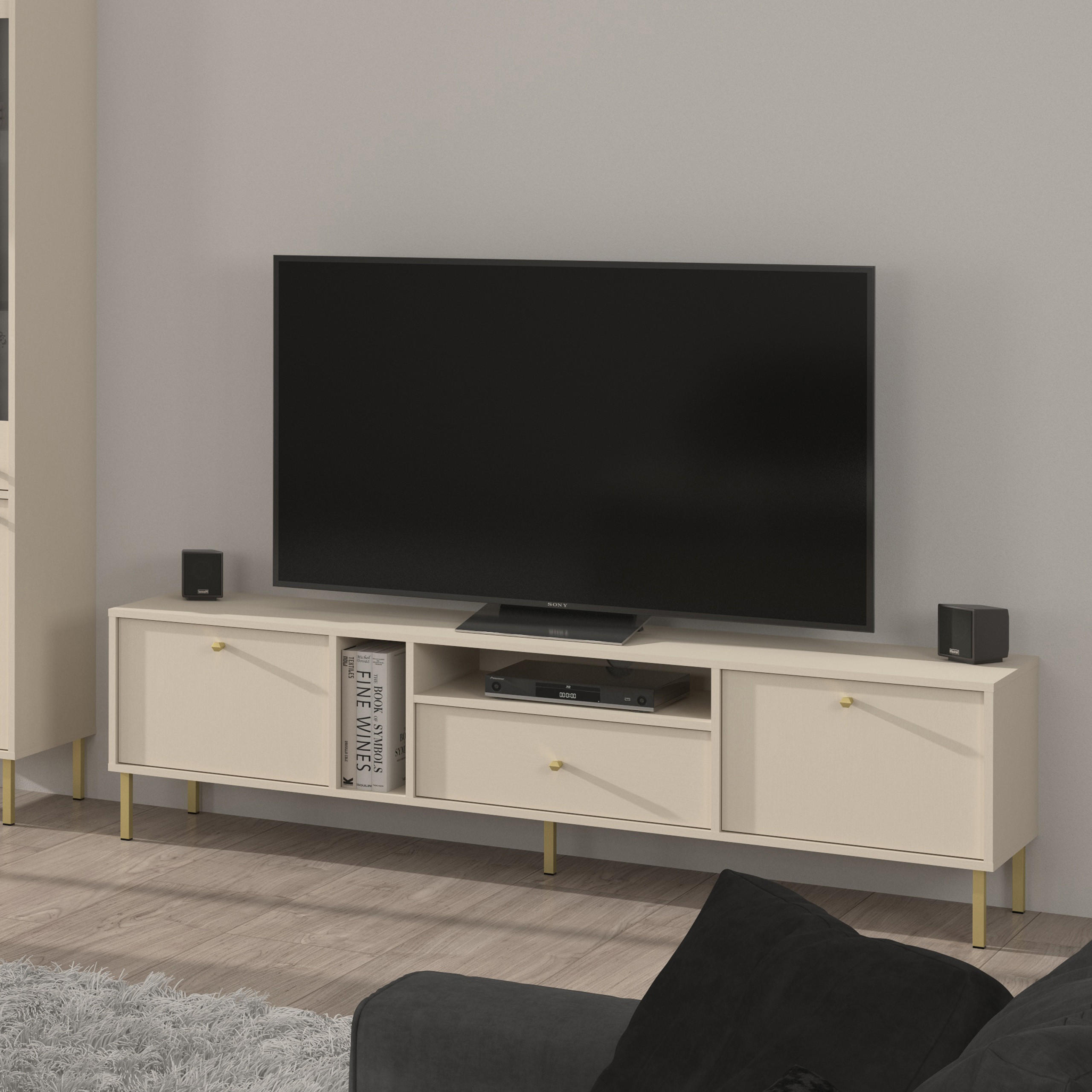 LOWBOARD TORINO 180x40,8x50 cm mit 1 Schubladen und 2 Türen Beige - Beige, Holzwerkstoff (180/50/40.8cm) - MASSENO