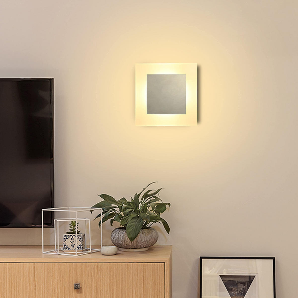 LED nástěnné svítidlo Yaroshevich 16/16/4,8 cm - černá, kov (16/4.8/16cm) - Nettlife
