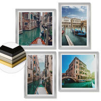 WANDBILDER 4er Set - 50x50 cm & 40x60 cm Silberner Rahmen - Architektur der Kanäle von Venedig - Silberfarben, Kunststoff (50/50cm) - ArtPrintCave