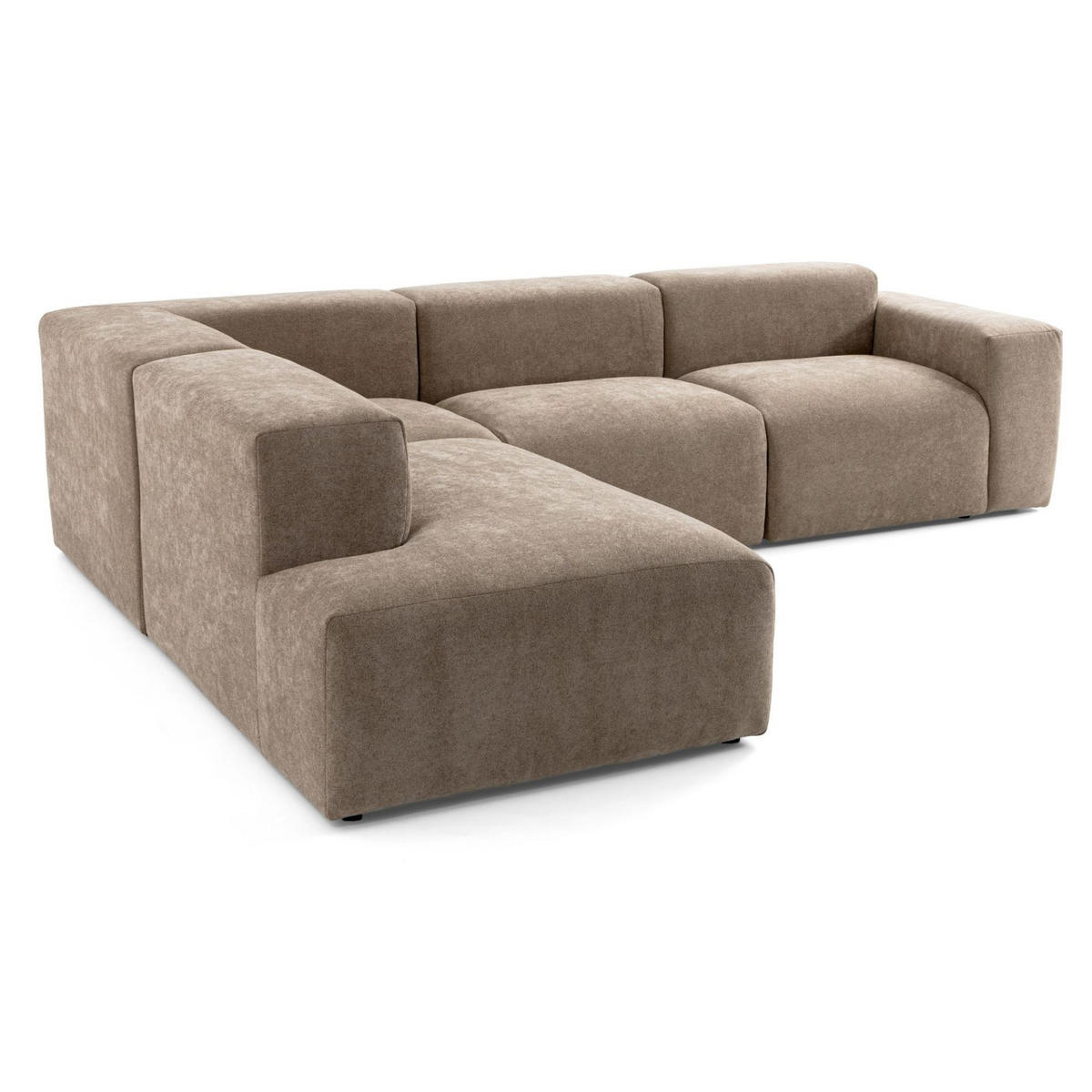 4-SITZER modulares Ecksofa HEAVEN SET 2 Links, Breite 300 cm Webstoff Braun - Schwarz/Braun, Holz/Kunststoff (300/245cm) - Muffo