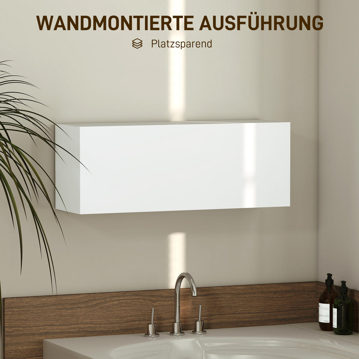 BADEZIMMERSCHRANK Hängeschrank Wandschrank mit nach oben klappbarer Tür Weiß - Weiß, Holzwerkstoff (25/30/80cm) - HOMCOM