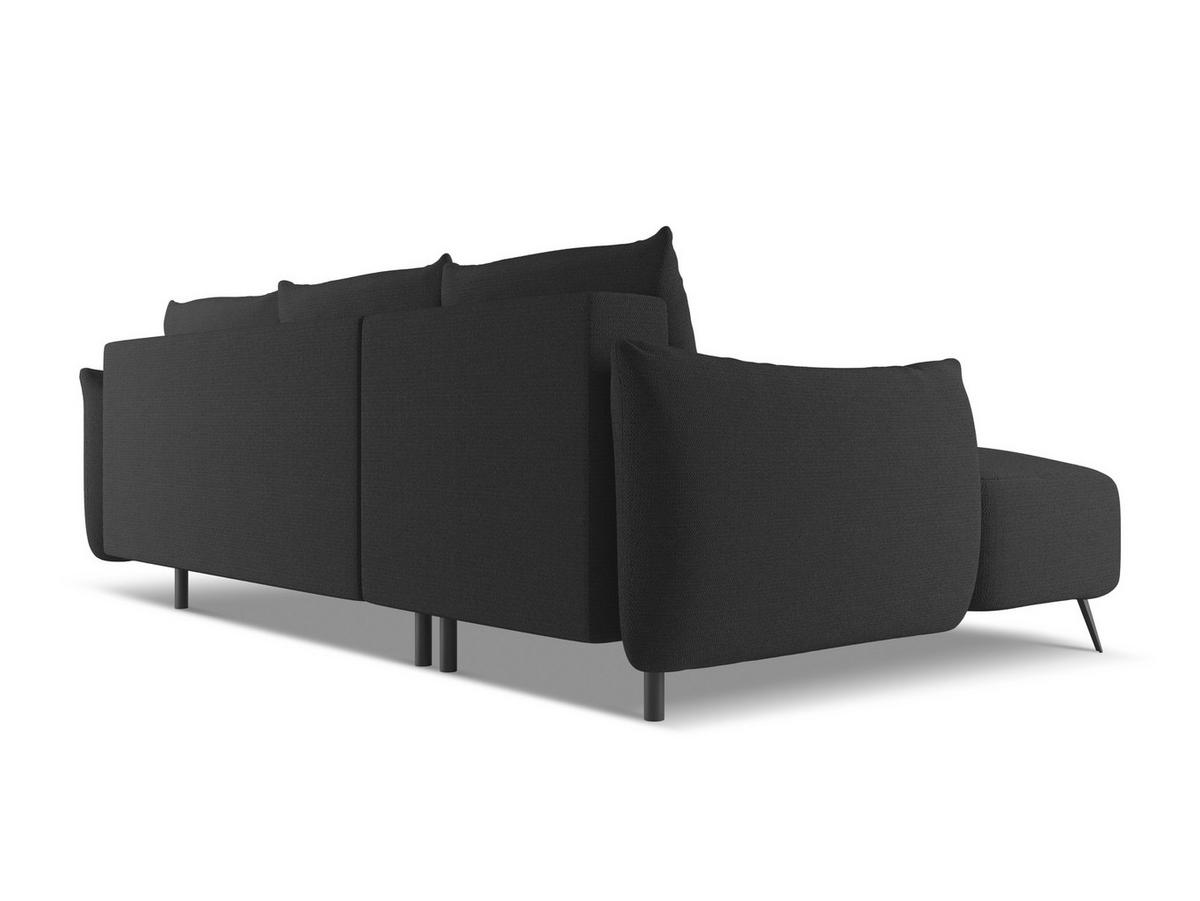 ECKSOFA mit Schlaffunktion Chenille Stoff Schwarz - Anthrazit/Schwarz, Textil/Metall (162/242cm) - Makamii