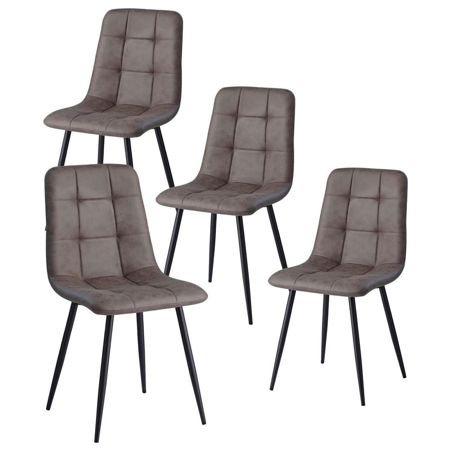ESSZIMMERSTUHL 4er-Set Dunkelbraun Lederoptik Metallbeine - Braun, Leder (43/89.5/44cm)