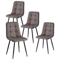 ESSZIMMERSTUHL 4er-Set Dunkelbraun Lederoptik Metallbeine - Braun, Leder (43/89.5/44cm)