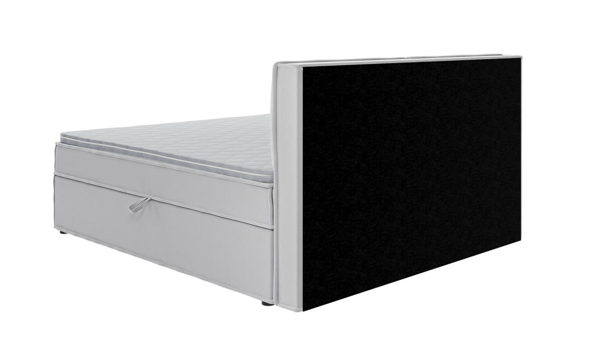 BOXBETT Eclipse 180/200 cm Silber Luxusmicrofaser - Silberfarben/Schwarz, Holz/Kunststoff (180/200cm) - S-Style Möbel