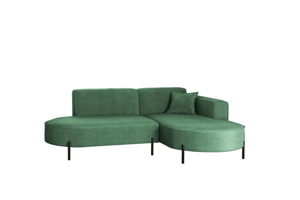 ECKSOFA L-Form Designer Modena Rein Stoff Noel Pistazien Rechts - Hellgrün, Holz/Textil (236/165cm) - Kaiser Möbel