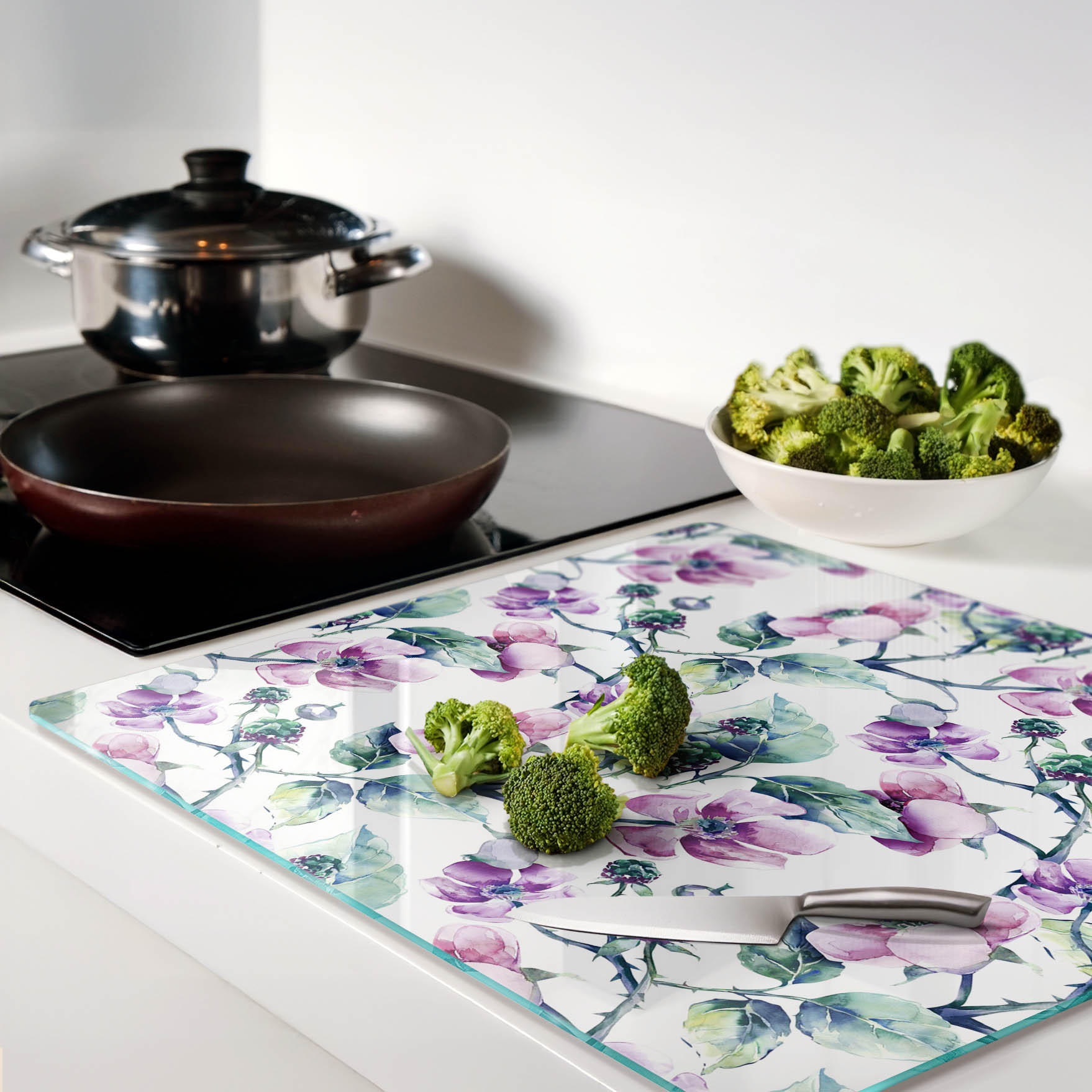 Thumbnail - Tulup Glasplatte, Lila, Glas, 60x0.4x52 cm, Küchen, Küchenelektrogeräte, Herde, Herdabdeckplatten