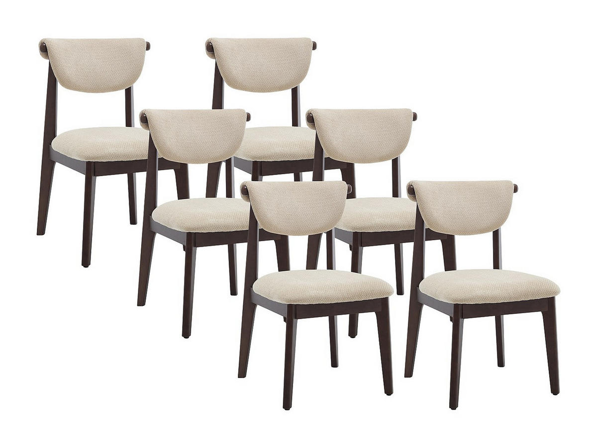 6ER-SET Stühle aus texturiertem Stoff und Kautschukholz - Beige - GABIEL - Beige, Textil (51/83.5/59cm) - Vente-Unique