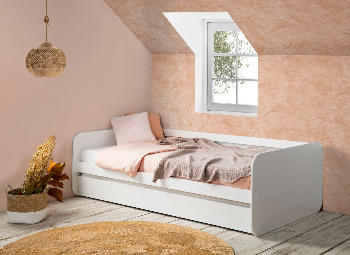 SCHUBLADENBETTEN 90x190 cm 105/195,2/60 cm - Weiß, Holz - Calicosy